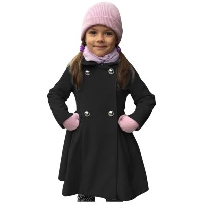 Kids Boys Girls Classic Wool Windproof Coat Winter Double Breasted Blends Trench Coat Outwear Coat (Black, 2-3 Years)