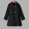 Kids Boys Girls Classic Wool Windproof Coat Winter Double Breasted Blends Trench Coat Outwear Coat (Black, 2-3 Years) view 2