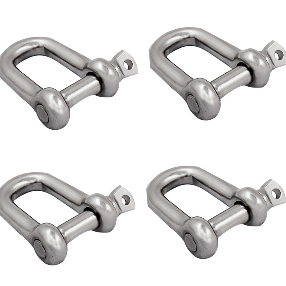 SHENGHUISS D Shackle Stainless Steel 316 Marine Hardware Boat Anchor D Ring Forged Shackle 1/2 inch 4 Pack
