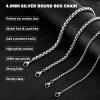 Matoa 4mm Silver Tone Box Chain for Men, Mens Chain Necklaces, Chain Necklace for Men and Women, 20 Inch view 2