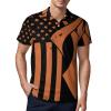 Leukemia Awareness Ribbon American Flag Polo Shirts for Men Classic Fit Short Sleeve Golf Shirts Soft Casual Tee Top L view 1