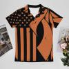 Leukemia Awareness Ribbon American Flag Polo Shirts for Men Classic Fit Short Sleeve Golf Shirts Soft Casual Tee Top L view 3
