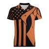 Leukemia Awareness Ribbon American Flag Polo Shirts for Men Classic Fit Short Sleeve Golf Shirts Soft Casual Tee Top L view 4