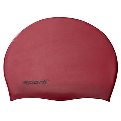Sporti Solid Metallic Silicone Swim Cap - Crimson Red