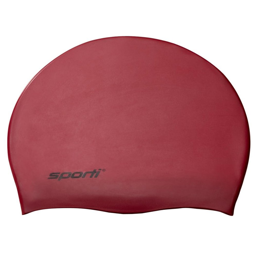 Sporti Solid Metallic Silicone Swim Cap - Crimson Red