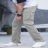 HUNGSON Mens Cargo Pants Drawstring Casual Hiking Pants Joggers Athletic Trousers Cotton Loose Straight Sweatpants for Men Grey view 3