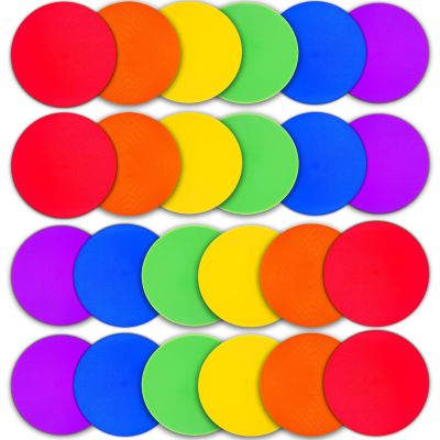 PIKZH 24 Pcs Poly Spot Markers 9 inch Non-Slip Rubber Agility Training Markers Floor Dots Flat Field Cones for Football Basketball Soccer School Exercise Drills Gym Dance Practice 6 Colors