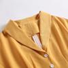Vintage Dresses for Women's Flat Collar Short Sleeve Fit and Flare Dress 50s 60s Rockabily A-line Swing Midi Tea Party Evening Wedding Bridesmaid Dress with Pocket 1950s Summer Casual Yellow 2XL view 3