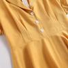 Vintage Dresses for Women's Flat Collar Short Sleeve Fit and Flare Dress 50s 60s Rockabily A-line Swing Midi Tea Party Evening Wedding Bridesmaid Dress with Pocket 1950s Summer Casual Yellow 2XL view 4