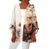 Cardigans for Women 2023 Lightweight Casual Duster Jackets Retro Print Cardigans 3/4 Sleeve Blouse Tops Coat Brown Cover Up Swimsuit Cover Up Shirt1-Light Brown,Medium view 1