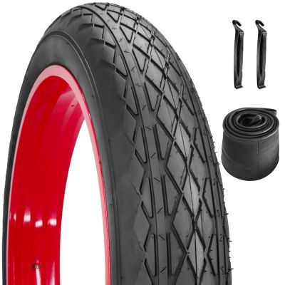 26" E-Bike Fat Tires 26 x 4.0 Folding Bead Tire and AV32mm Inner Tube for Electric Bicycles Compatible with Wide Mountain Snow Bike Tire (1 Tire 1 Tube)