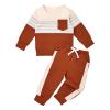 Boys Clothes 2T Toddler Boy Fall Winter Outfits Color Block Patchwork Long Sleeve Sweatshirt Pullover Tops + Joggers Pants Set Boy Fall Outfit Set Brown 2-3T view 1