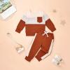 Boys Clothes 2T Toddler Boy Fall Winter Outfits Color Block Patchwork Long Sleeve Sweatshirt Pullover Tops + Joggers Pants Set Boy Fall Outfit Set Brown 2-3T view 2