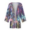 Long Sleeve Kimono for Women 3/4 Sleeve Lightweight Jackets Casual Duster Cardigans Retro Print Blouse Tops Coat Summer Clothe Womens Spring Jacket2-Purple,Large view 2