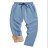 TACVASEN Mens Cotton Sweatpants Winter Warm Sherpa Lined Lounge Pants Drawstring Open Bottom Active Thermal Fleece Trousers Blue view 1