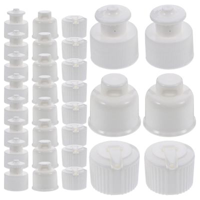 Holibanna Convenient Bottle Caps 30pcs Push Pull Lid Replacement Water Bottle Spouts Sturdy Plastic Lids for 28mm Od Anti-Leak Sealing Accessory