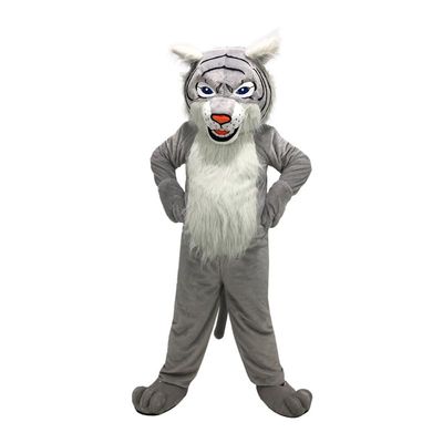 White Wildcat Mascot Costume Cartoon Adult Cosplay