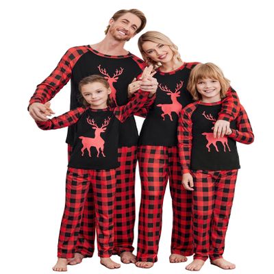 Ekouaer Christmas Family Matching Pajamas Long Sleeve Kid PjS Set-120