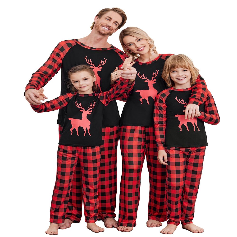 Ekouaer Christmas Family Matching Pajamas Long Sleeve Kid PjS Set-120
