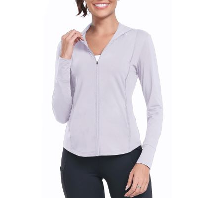 AGVNG Women's UPF 50+ Zip Up Hoodie UV Sun Protection Long Sleeve Shirts SPF Lightweight Quick Dry Jackets Workout Hiking Running Athletic Tops Pinkish Purple XL