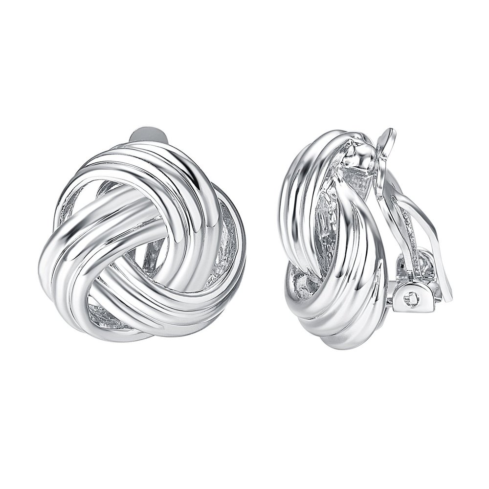 JOLCHIF Love Knot Clip On Earrings for Women 18K Platinum Plated Non Piercing Press on Earrings