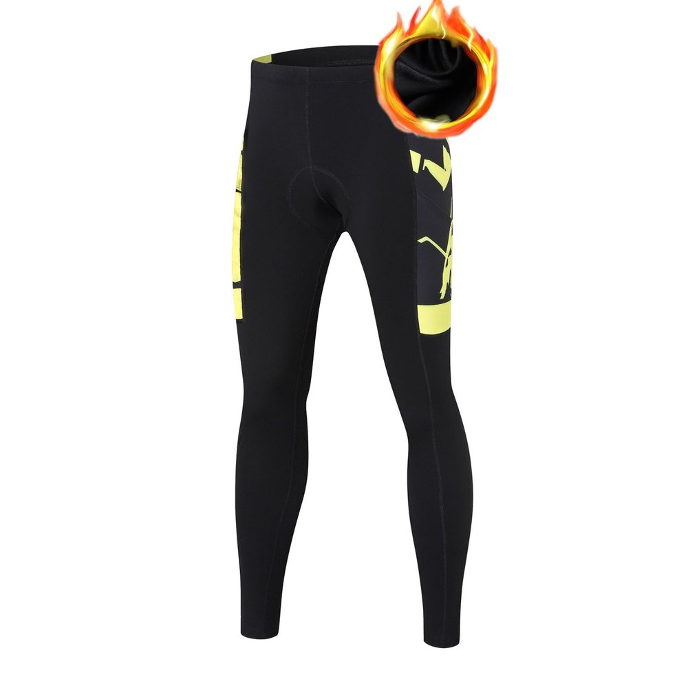 UGLY FROG Men's Thermal Cycling Pants, Padded Winter Bike Tights Fleece Lined Bicyble Riding Leggings with Broadside Pockets M for Outdoor Temperature 5-15C