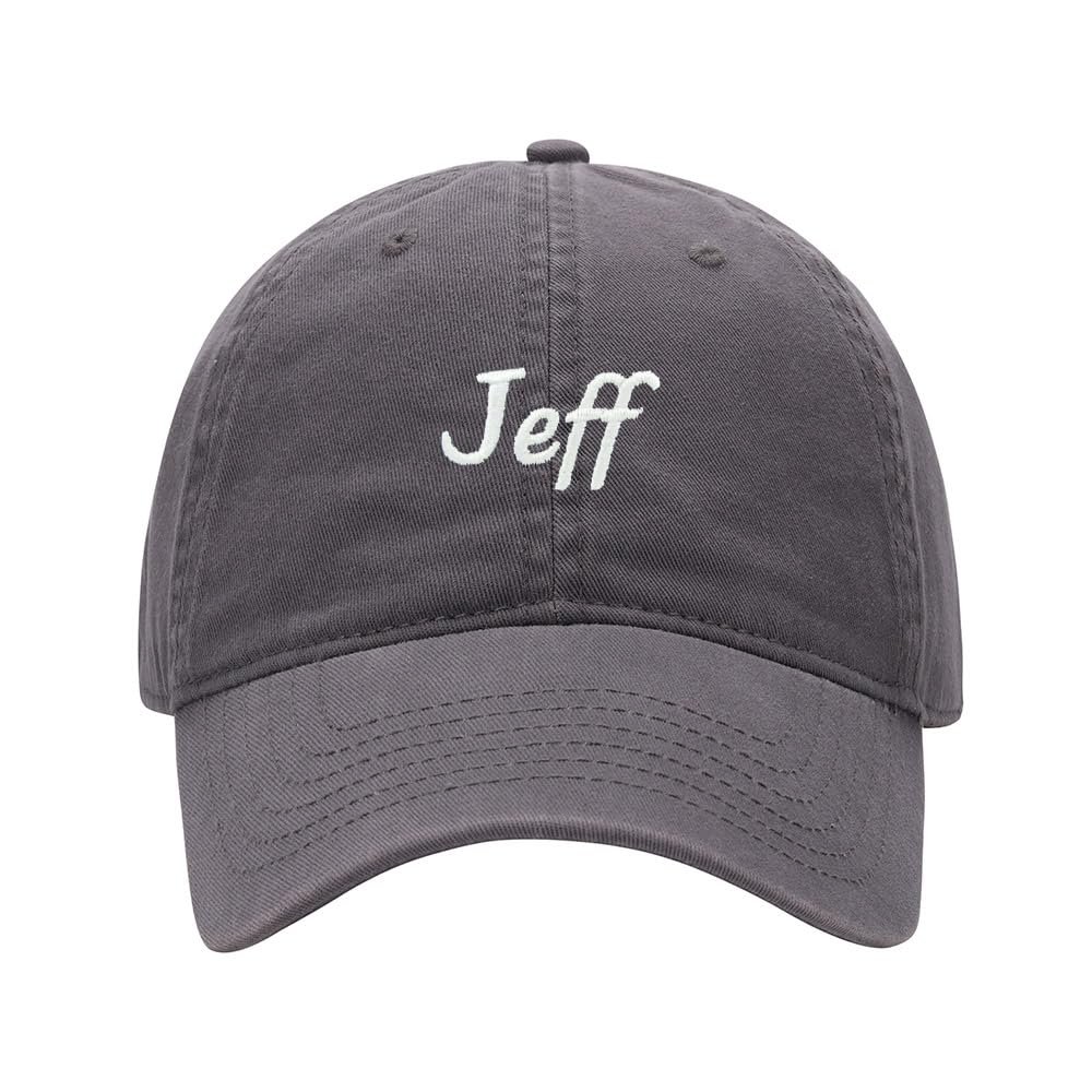 L8502-LXYB Baseball Cap Men Name Jeff Gift Embroidered Washed Cotton Dad Hat Baseball Caps (Grey,7 5/8)