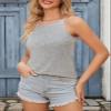 Degkim High Neck Tank Top for Women Camisole Trendy Sleeveless Shirts Loose Fit Cami Tanks 3 Pack Grey Navy Wine Red S view 2
