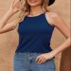 Degkim High Neck Tank Top for Women Camisole Trendy Sleeveless Shirts Loose Fit Cami Tanks 3 Pack Grey Navy Wine Red S view 4