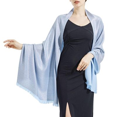 Ciormis Light Blue Evening Shawls and Wraps, Soft Sparkling Capes and Wraps for Evening Party Dresses (Light Blue & Silver)