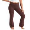 CRZ YOGA Girls Butterluxe Crossover Waist Yoga Flare Leggings - Dance Casual Athletic Pants Bell Bottoms Kids Teen Taupe X-Large view 1