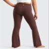 CRZ YOGA Girls Butterluxe Crossover Waist Yoga Flare Leggings - Dance Casual Athletic Pants Bell Bottoms Kids Teen Taupe X-Large view 4