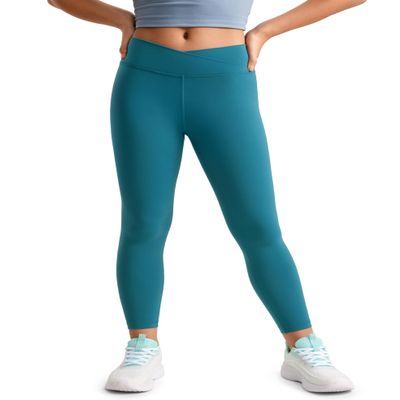 CRZ YOGA Girls Butterluxe Crossover Waist Yoga Leggings - Athletic Sports Casual Pants V Cross Tights Kids Teen Borealis Green Small