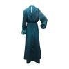 Women's Mock Neck Satin Dress Elegant Long Sleeve Elastic High Waist Formal Wedding Cocktail Party Midi (Dark Blue, S) view 3