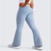 CRZ YOGA Girls Butterluxe Crossover Waist Yoga Flare Leggings - Dance Casual Athletic Pants Bell Bottoms Kids Teen Cambric Blue XX-Large view 3