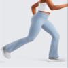CRZ YOGA Girls Butterluxe Crossover Waist Yoga Flare Leggings - Dance Casual Athletic Pants Bell Bottoms Kids Teen Cambric Blue XX-Large view 4