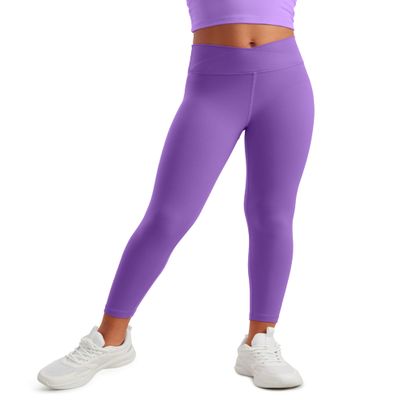 CRZ YOGA Girls Butterluxe Crossover Waist Yoga Leggings - Athletic Sports Casual Pants V Cross Tights Kids Teen Royal Lilac Medium