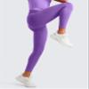 CRZ YOGA Girls Butterluxe Crossover Waist Yoga Leggings - Athletic Sports Casual Pants V Cross Tights Kids Teen Royal Lilac Medium view 4