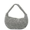 UMREN Bling Full Glitter Knotted Handbag for Women Crystal Rhinestone Hobo Dumpling Bag Diamond Evening Clutch Crossbody Purse Silver-B view 1