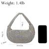 UMREN Bling Full Glitter Knotted Handbag for Women Crystal Rhinestone Hobo Dumpling Bag Diamond Evening Clutch Crossbody Purse Silver-B view 2