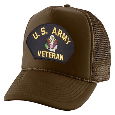 ALLNTRENDS Trucker Hat US Army Veteran Military Mesh Baseball Cap (Brown)