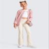 CRZ YOGA Girls Butterluxe Crossover Waist Yoga Flare Leggings - Dance Casual Athletic Pants Bell Bottoms Kids Teen White Apricot Large view 2