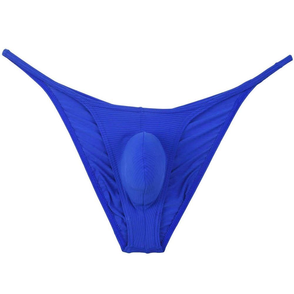 Botmois Men's Ultra Thin Ice Silk Cheeky Briefs Underwear Male Bulge Pouch Pucker Butt Bikinis Underpants String Lingeries Blue XL