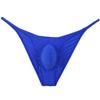 Botmois Men's Ultra Thin Ice Silk Cheeky Briefs Underwear Male Bulge Pouch Pucker Butt Bikinis Underpants String Lingeries Blue XL view 1
