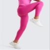 CRZ YOGA Girls Butterluxe Crossover Waist Yoga Leggings - Athletic Sports Casual Pants V Cross Tights Kids Teen Hibiscus Purple XX-Large view 4