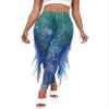 Hansber Women's Halloween Costume 3D Print Mermaid Leggings Fish Scale Compression Pants Cosplay Trousers Clubwear GreenBlue X-Large view 1