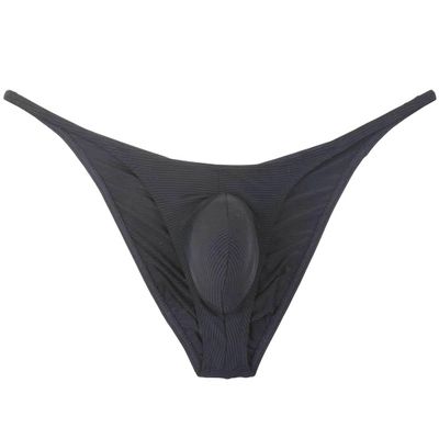 Botmois Men's Ultra Thin Ice Silk Cheeky Briefs Underwear Male Bulge Pouch Pucker Butt Bikinis Underpants String Lingeries Black L