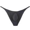 Botmois Men's Ultra Thin Ice Silk Cheeky Briefs Underwear Male Bulge Pouch Pucker Butt Bikinis Underpants String Lingeries Black L view 1