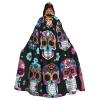 Sugar Skull,Costume Cloak for Adults,Personalized Hooded Cape for Halloween, Cosplay, Stage Costumes, Makeup Parties Black view 1