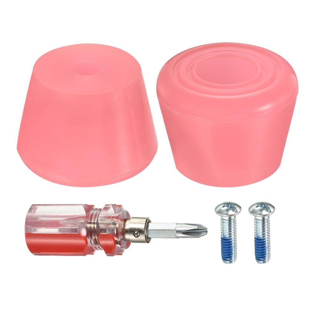 M METERXITY Roller Skate Stopper - Rubber Brake Block Toe Stops, Adjustable with Screwdriver, Apply to Roller Skate (1.46 Inch 1.85 Inch Dia, Pink)